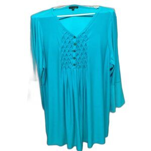 Ava & Grace Blouse Top Women’s Size 2X Color Teal Blue 3/4 Sleeves
